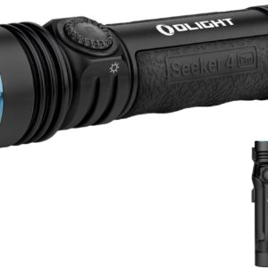 OLIGHT Seeker 4 Pro Rechargeable Flashlights, 4600 Lumens High Powerful Bright Light with USB C Holster, Waterproof IPX8 for Emergencies, Camping, Searching (Matte Black Cool White)