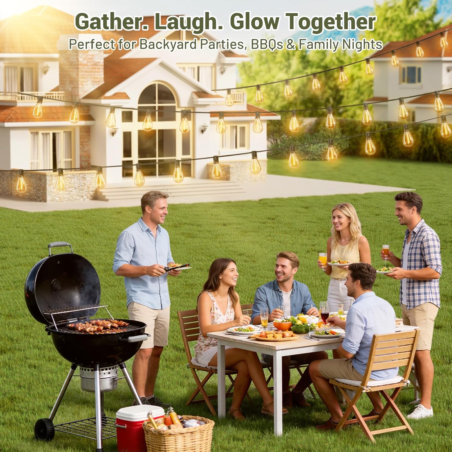 200FT Solar String Lights Outdoor Waterproof 72+2 LED Bulbs, Solar Powered with Remote & USB Port, 3 Light Modes Dimmable Patio Lights for Large Backyard, Garden, Party - Image 8
