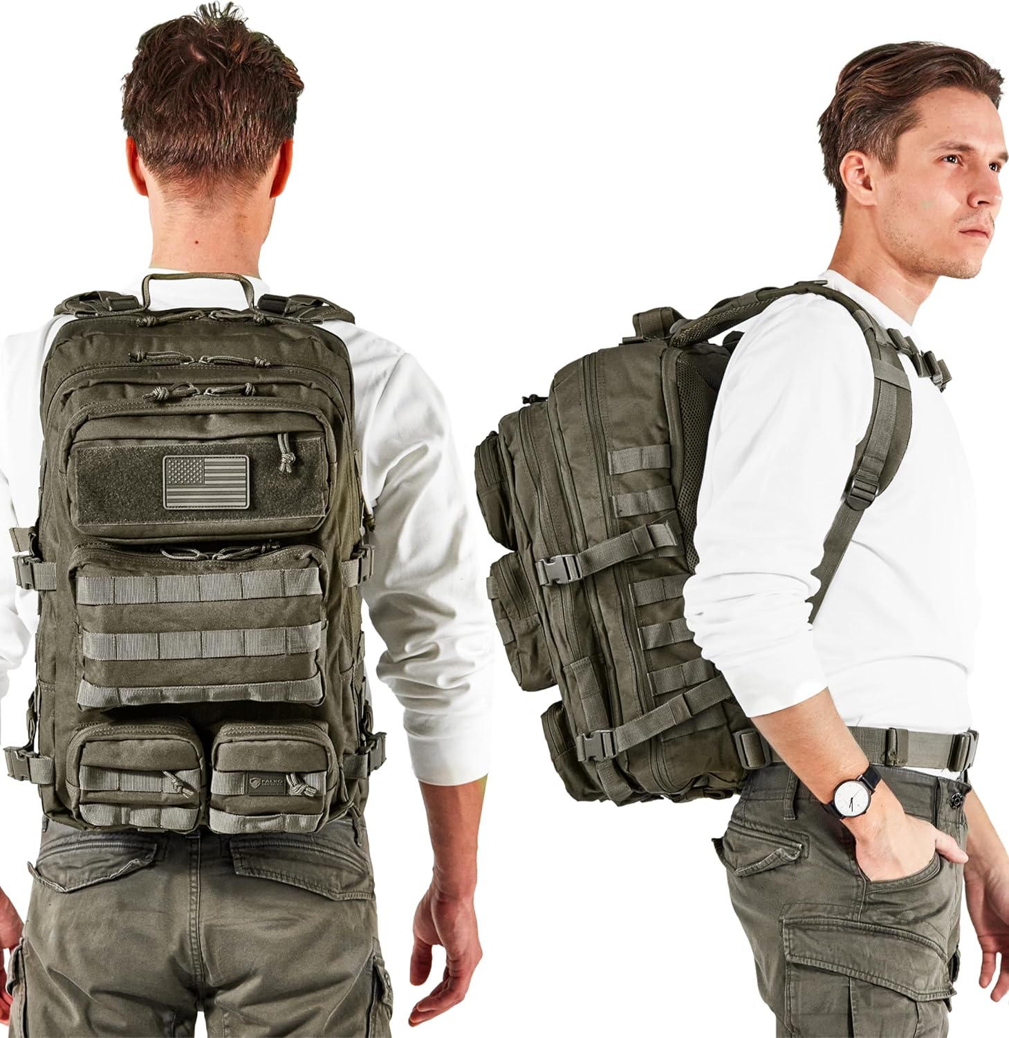 Falko Tactical Backpack for Men and Women 50L Backpack 2.4x Stronger Large Military Molle Rucksack, Bugout Backpack Outdoors - Image 5