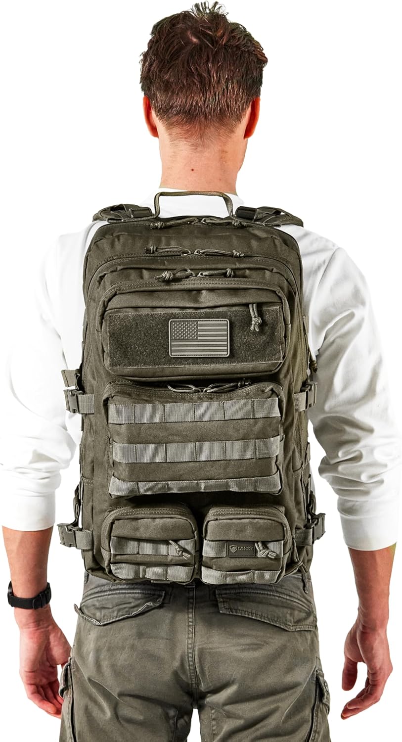 Falko Tactical Backpack for Men and Women 50L Backpack 2.4x Stronger Large Military Molle Rucksack, Bugout Backpack Outdoors - Image 9